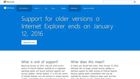 Internet Explorer End of Support