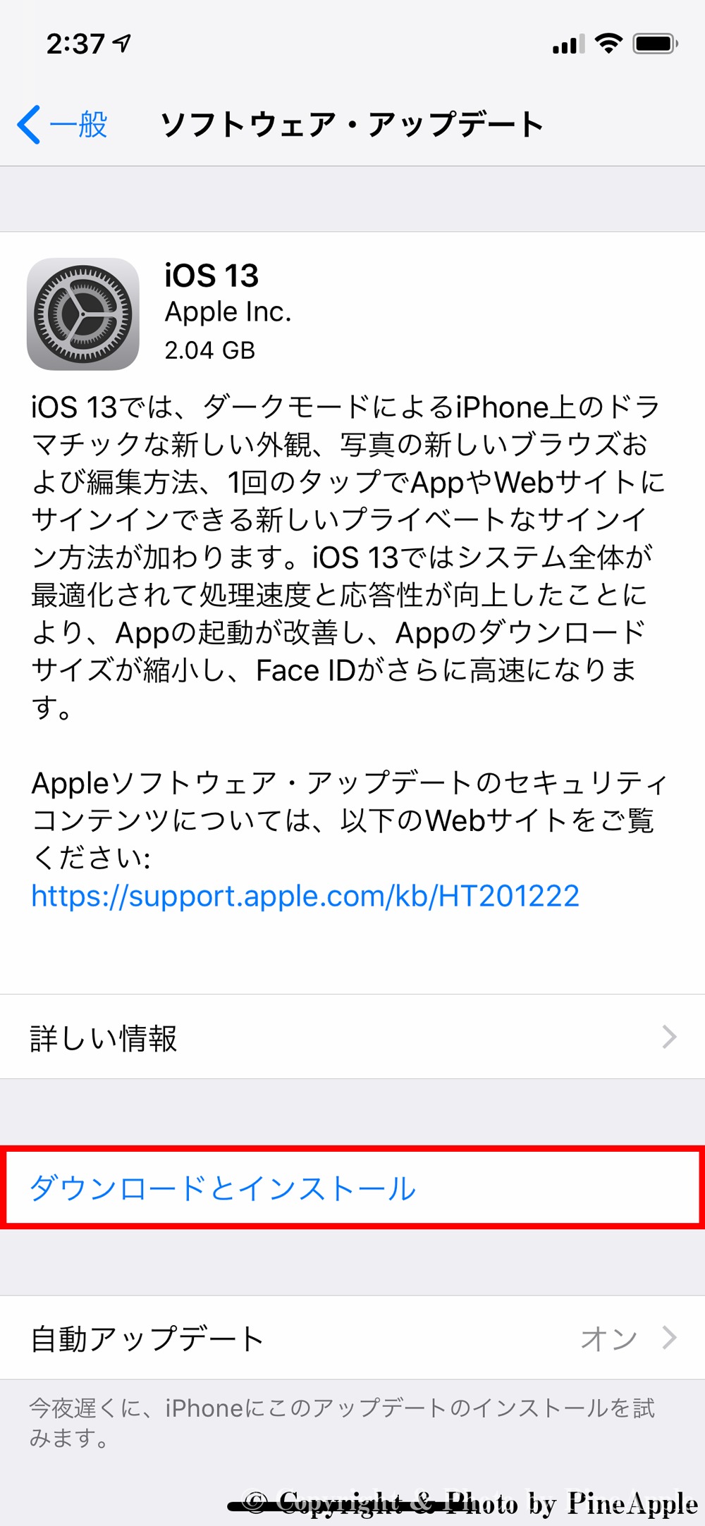 iOS 13：設定＞一般＞ソフトウェアアップデート