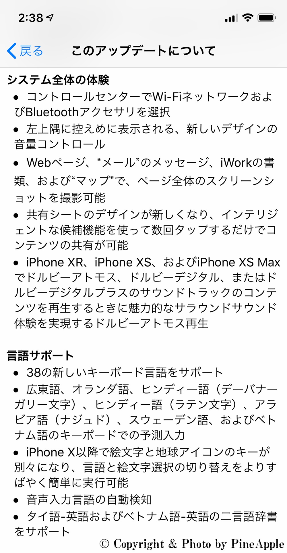 iOS 13：システム全体の体験、言語サポート