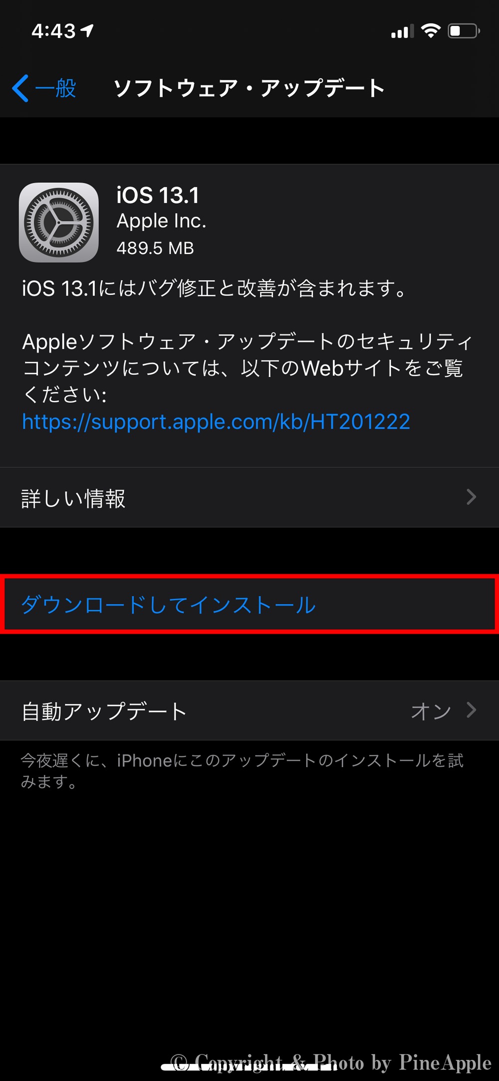 iOS 13：設定＞一般＞ソフトウェアアップデート