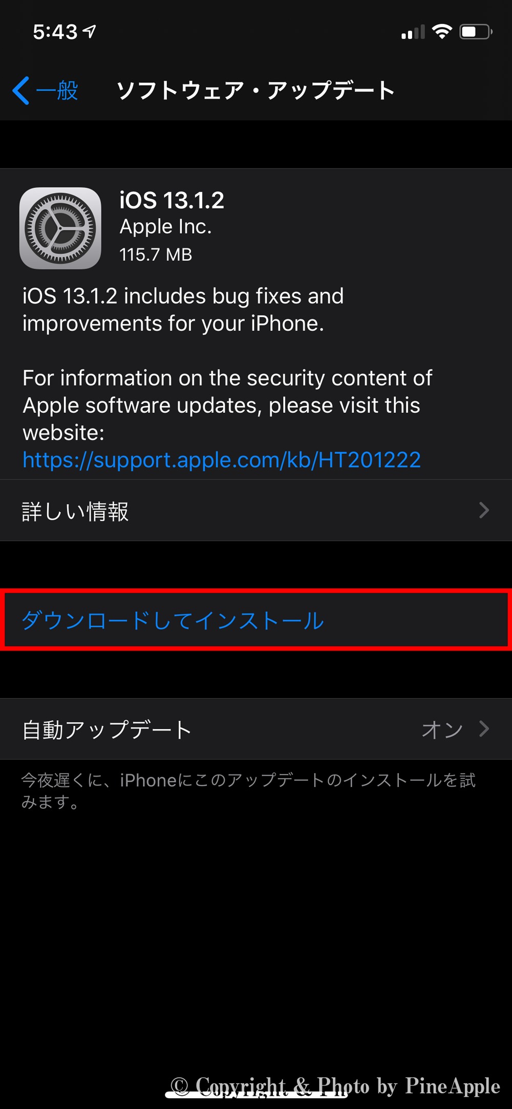 iOS 13.1.2：設定＞一般＞ソフトウェアアップデート