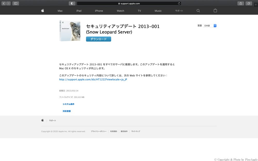 Security Update 2013 - 001（Snow Leopard Server）