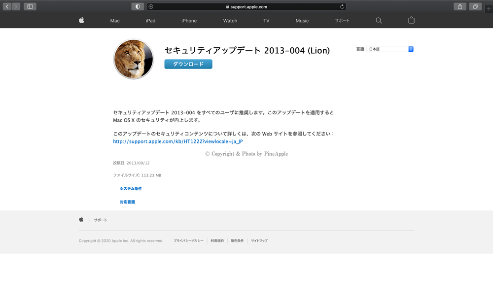 Security Update 2013 - 004（Lion）