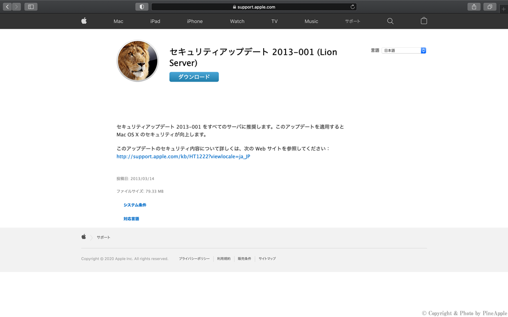 Security Update 2013 - 001（Lion Server）