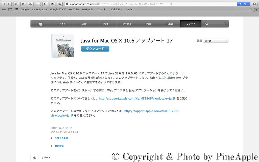 Java for Mac OS X 10.6 Snow Leopard アップデート 17