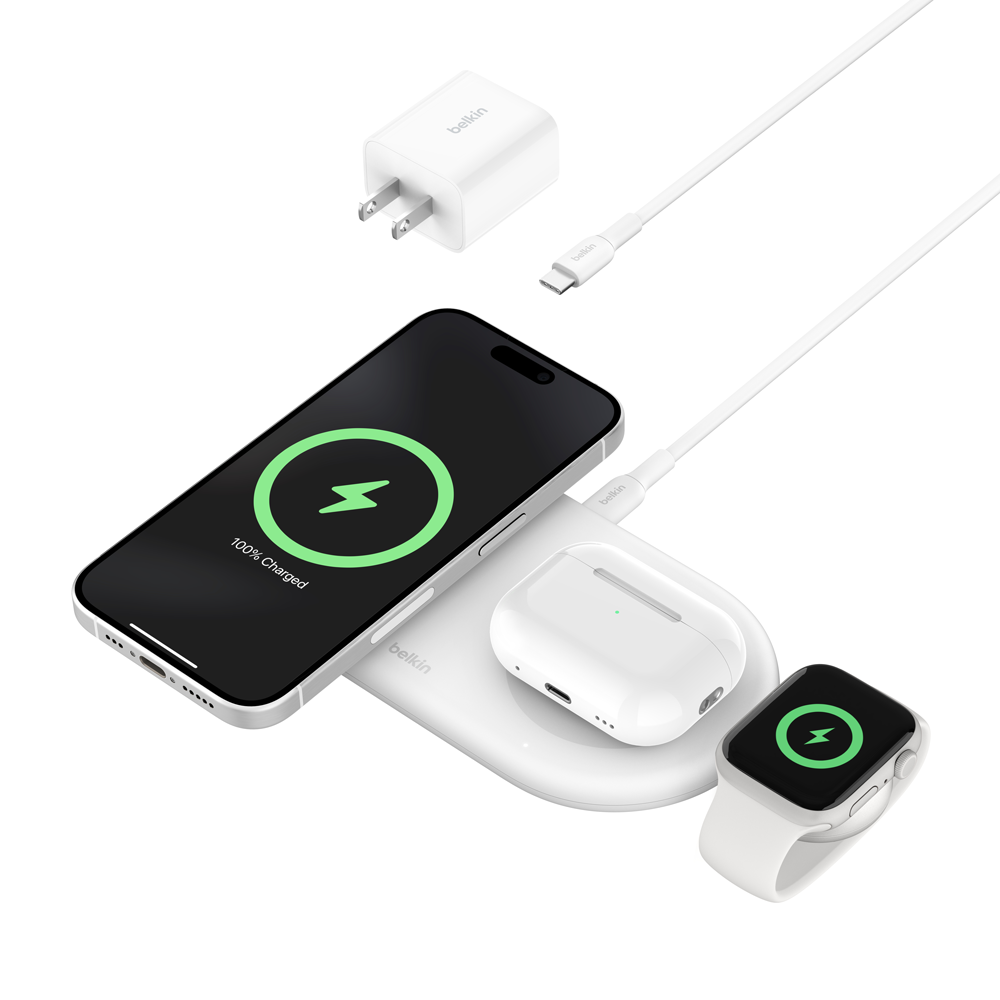 Belkin BoostCharge Pro Qi 3 - in - 1 ワイヤレス充電パッド
