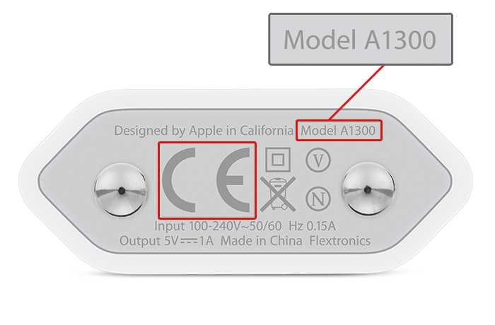 Apple 5W European USB Power Adapter：Model A1300