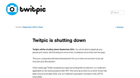 【アップデート情報】”X（旧称：Twitter）” への写真投稿サービス “Twitpic” が、2014 年 9 月 25 日をもってサービス終了へ