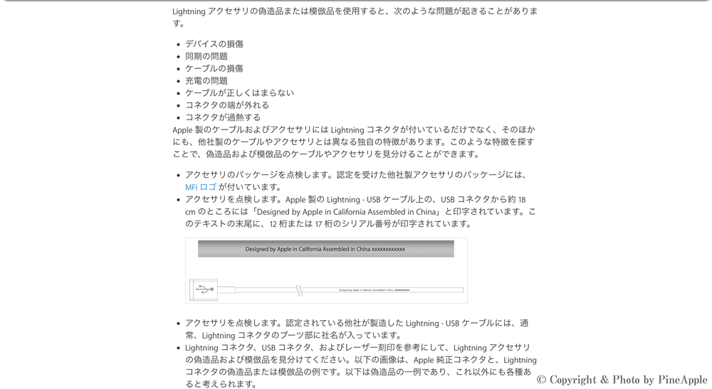 Lightning コネクター アクセサリの偽造品または模倣品を識別する - Apple サポート