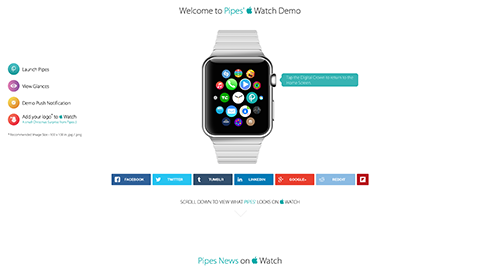 【Pipes News】”Apple Watch™” のデモ サイト “Apple Watch by Pipes News” を公開