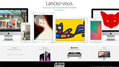 【Apple】”France（フランス）” の公式サイトに “Charlie Hebdo（シャルリ エブド）” への支援メッセージ “Je Suis Charlie” を掲載