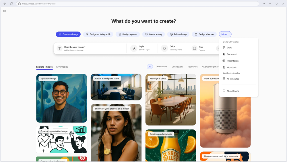 MC1136035：Gen AI capabilities in the Create module of Microsoft 365 Copilot app coming to all Copilot Chat users
