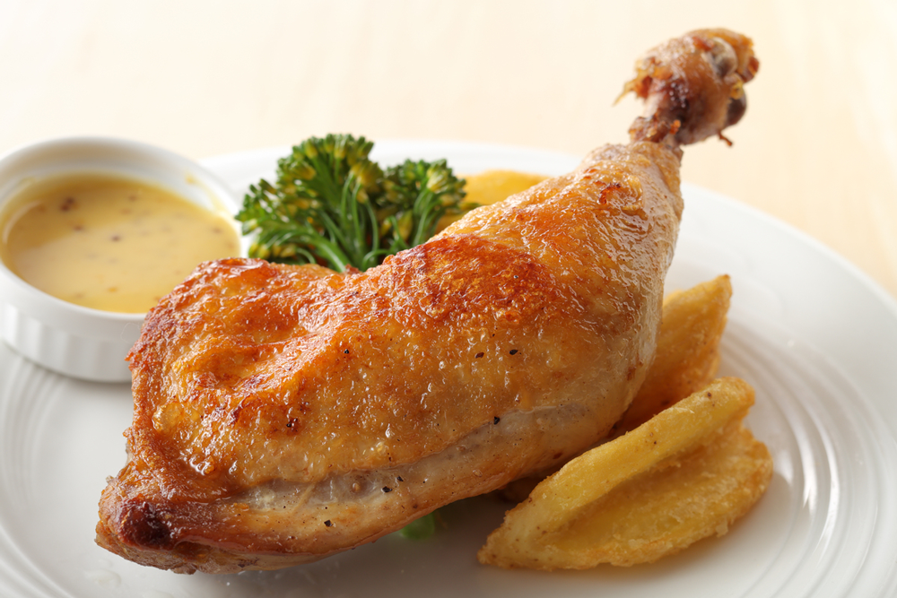 冬の肉祭 ♪ 第 2 弾 ステーキとハンバーグはなんと食べ放題！！："鶏もも肉のコンフィ"